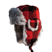 ESKIMO CHAPEAU ALASKAN EN FOURRURE À CARREAUX