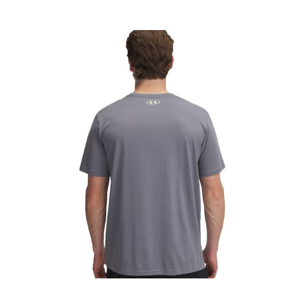 UNDER ARMOUR T-SHIRT FISH HOOK LOGO - TITAN GRAY/SONIC YELLO image 1