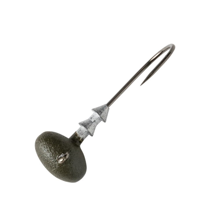 GREAT LAKE FINESSE TÊTE DE JIG STEALTH FOOTBALL AVEC HAMEÇON DE 1/0 - GREEN PUMPKIN image 0