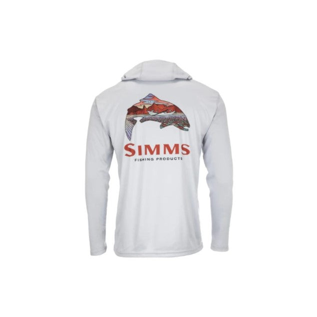 SIMMS CHANDAIL À CAPUCHON TECH ARTIST SERIES - TROUT LOGO FLAME / STERLING image 0