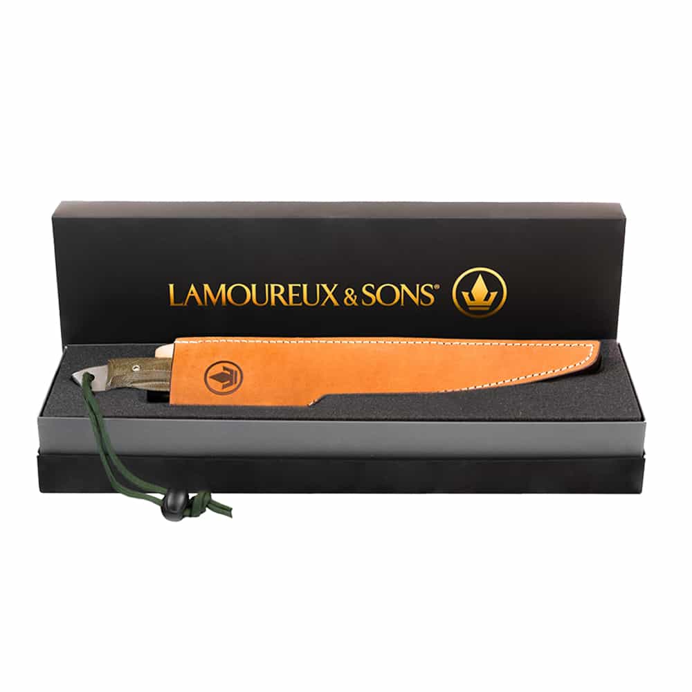 LAMOUREUX AND SONS COUTEAU DE PÊCHE À FILET BONAVENTURE PRO GUIDE MICARTA OLIVE image 3