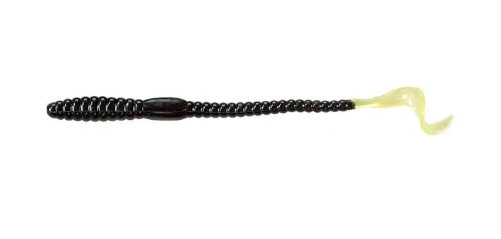 MISTER TWISTER PHENOM WORM 6'' 10 PCS - BLACK CHARTREUSE TAIL image