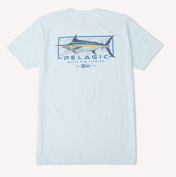PELAGIC T-SHIRT PREMIUM MARLIN MIND TEE, ICE BLUE image 1