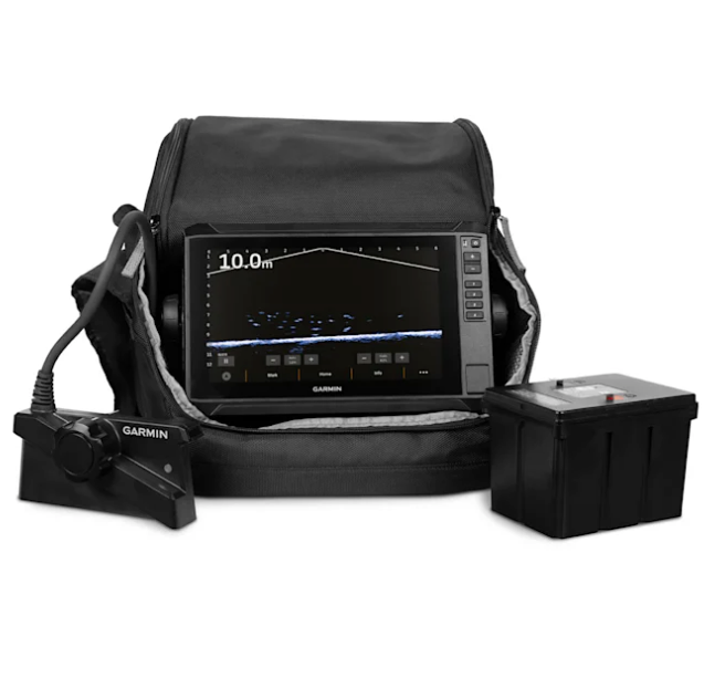 GARMIN ECHOMAP UHD2 9” LIVESCOPE PLUS LITHIUM-ION ICE FISHING BUNDLE