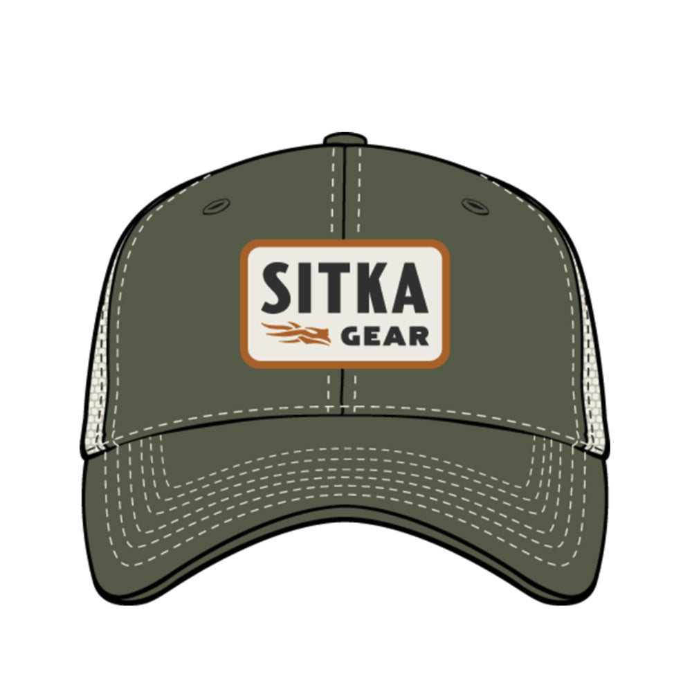 SITKA CASQUETTE HERITAGE PATCH VINTAGE TRUCKER - OLIVE GREEN image 0