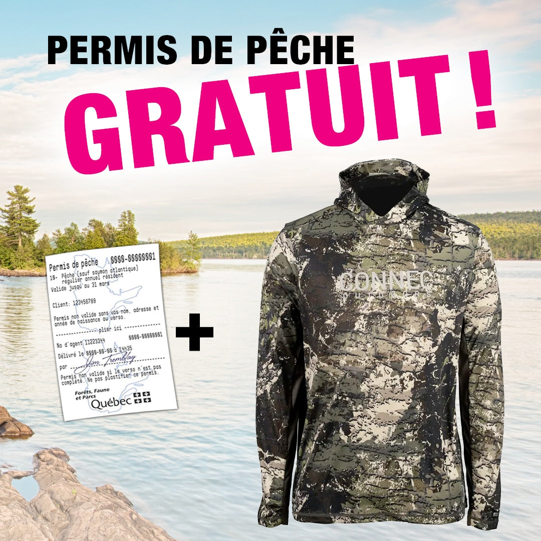PROMO PERMIS DE PÊCHE GRATUIT CONNEC CHANDAIL AVEC FILET OFFRACK HUGO STRONG CAMO image 0