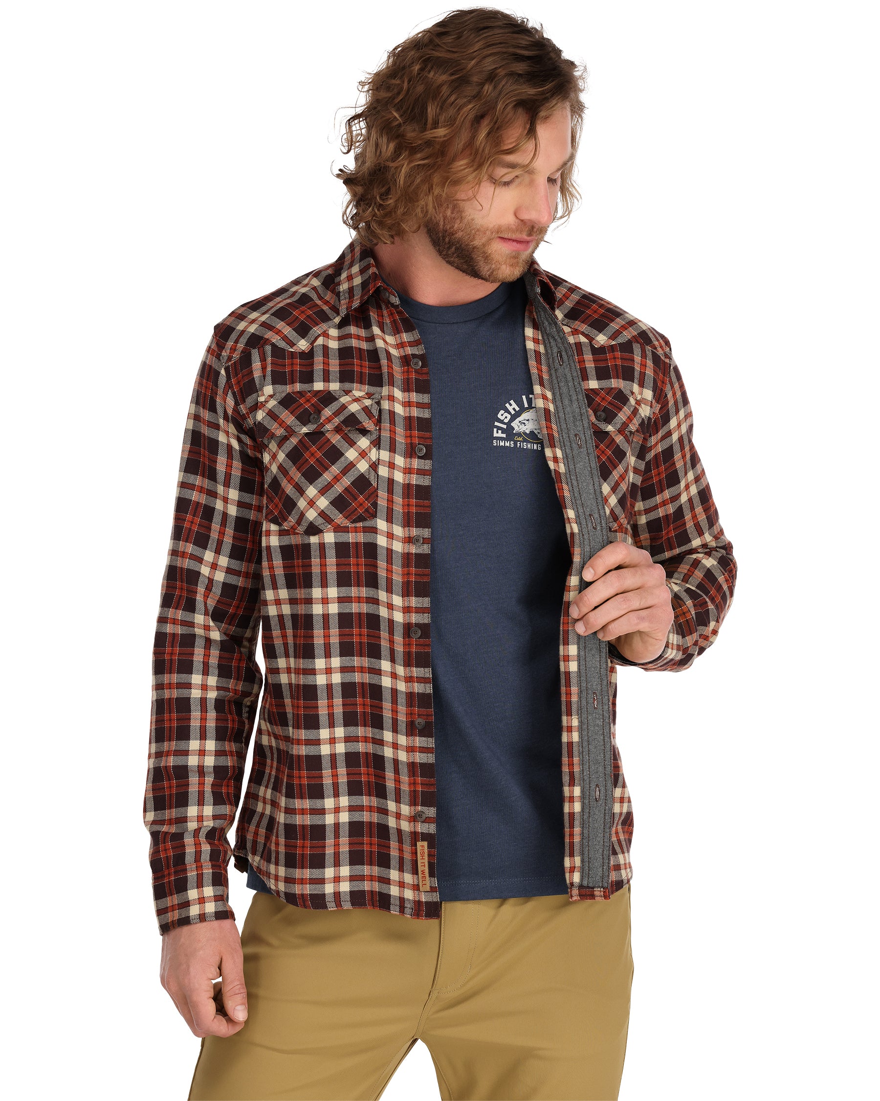 SIMMS CHEMISE SANTEE EN FLANNEL POUR HOMME, MAGHOANY image 1