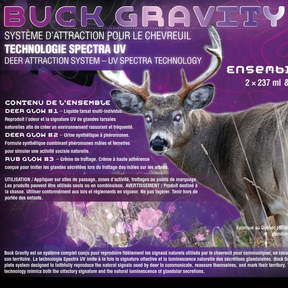 GLANDS DE CHÊNE KIT SPECTRA UV BUCK GRAVITY CHEVREUIL