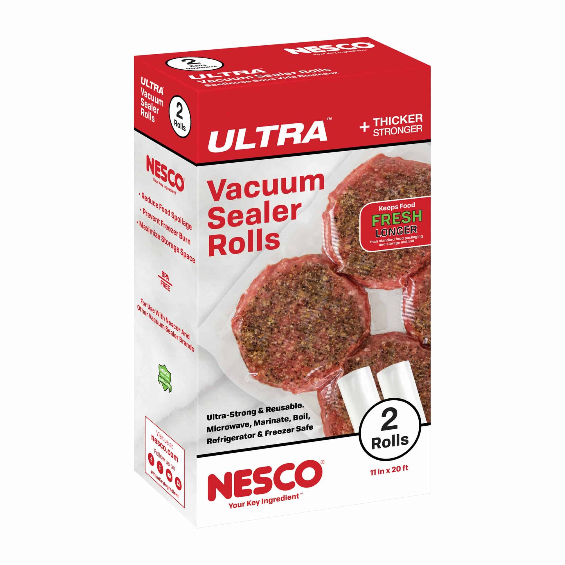 NESCO ROULEAU DE SAC D'EMBALLAGE SOUS-VIDE ULTRA 11"X20' 2/PK image 0